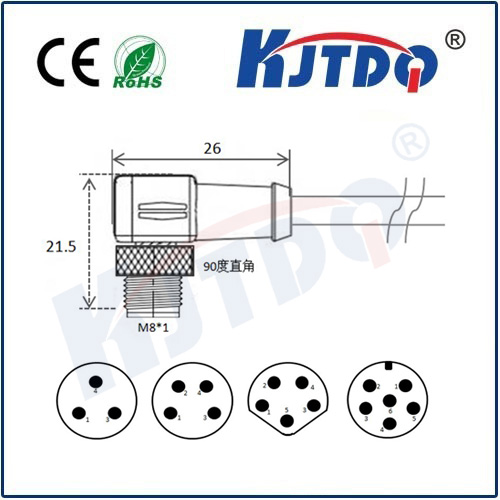 M8连接器 A型-浇铸电缆系列 弯头
