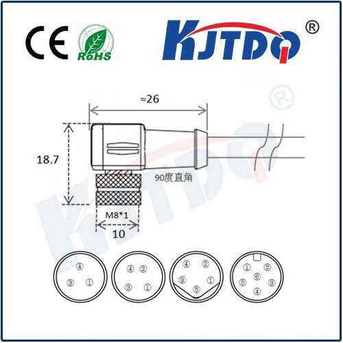 M8连接器 A型-浇铸电缆系列 弯头