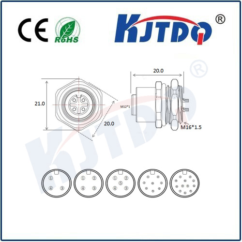 M12连接器 A型-法兰插座系列 开孔M16*1.5mm