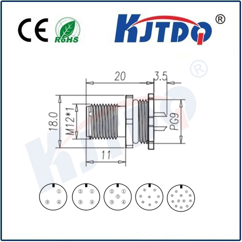 M12连接器 A型-法兰插座系列 开孔M16*1.5mm