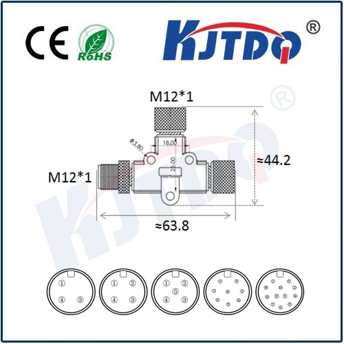 M12连接器 A型-浇铸电缆系列 T型