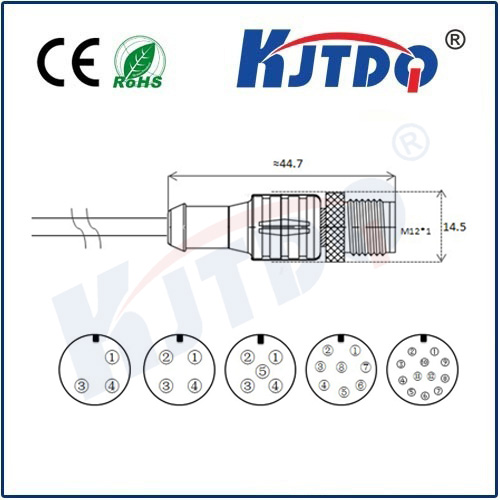 M12连接器 A型-浇铸电缆系列 直头